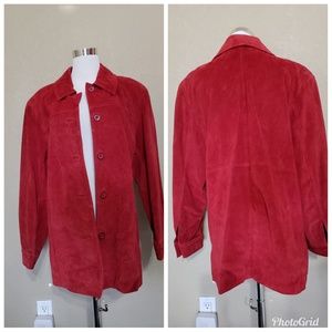 Womans Red leather jacket coat